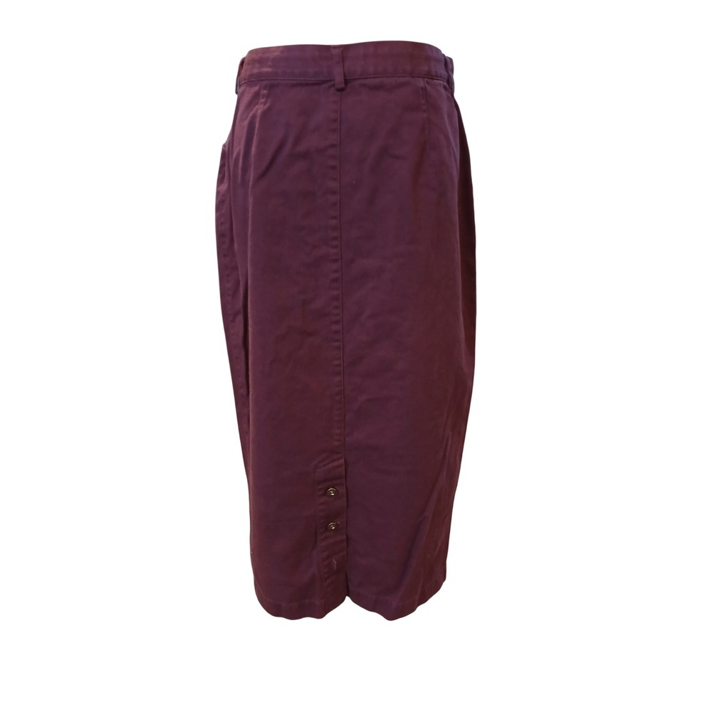 Christopher & Banks Purple Cotton Twill Midi Skirt Womens 10 Plum Straight Vent - Picture 5 of 11